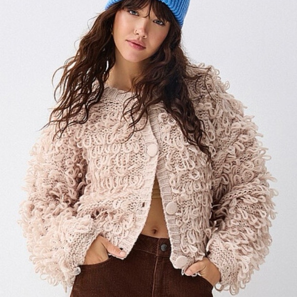 Distressed Knit Boxy-Fit Cardigan